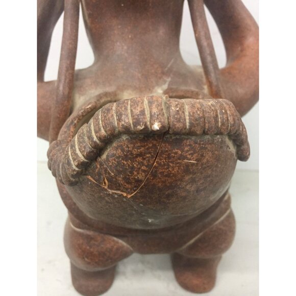 Vintage 1973 Ceramic Terracotta Mayan Figurine Male Carrying Water Basket Made I - Picture 7 of 10